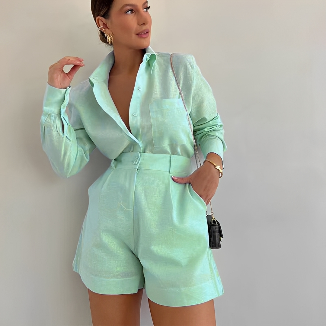 Yasin - Relaxed Shorts and Long Sleeve Top Set