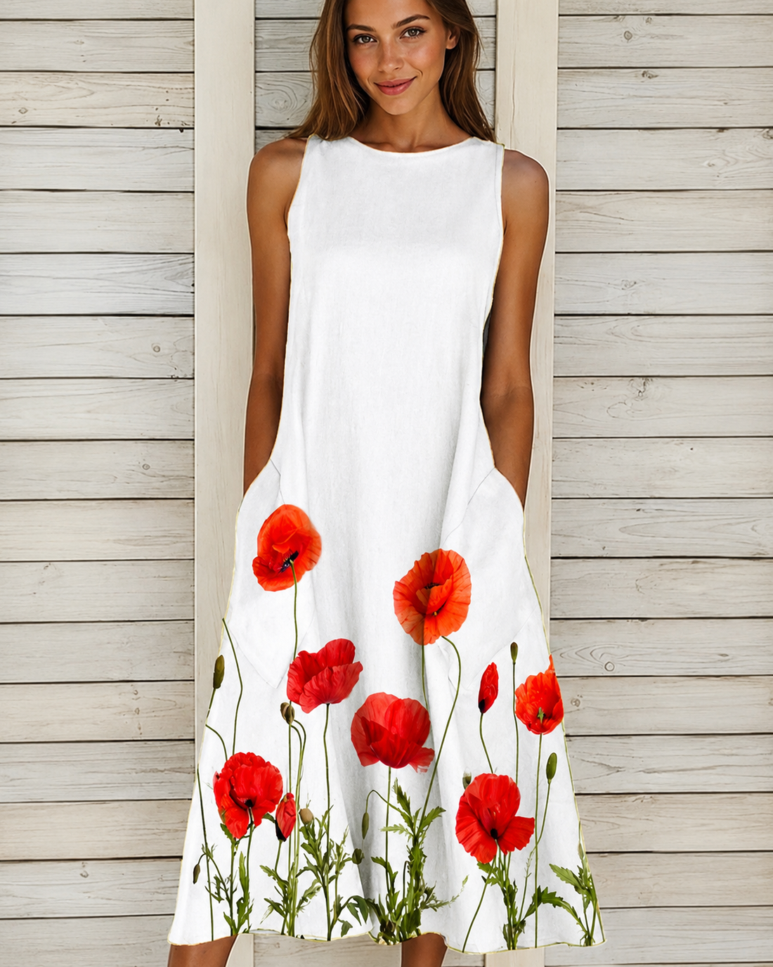 Denique - Retro Flowing Midi Dress