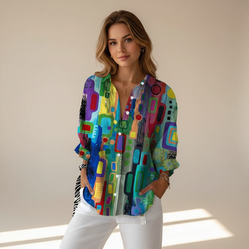 Naeryn - Trendy Printed Button-Down Shirt