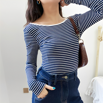 Michaila - Long Sleeve Striped Bodysuit