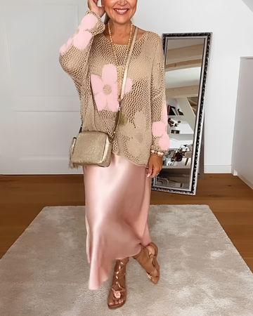 Alwena - Casual Floral Hollow Blouse