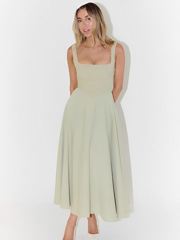 Julia - Stylish Square Neck Midi Dress