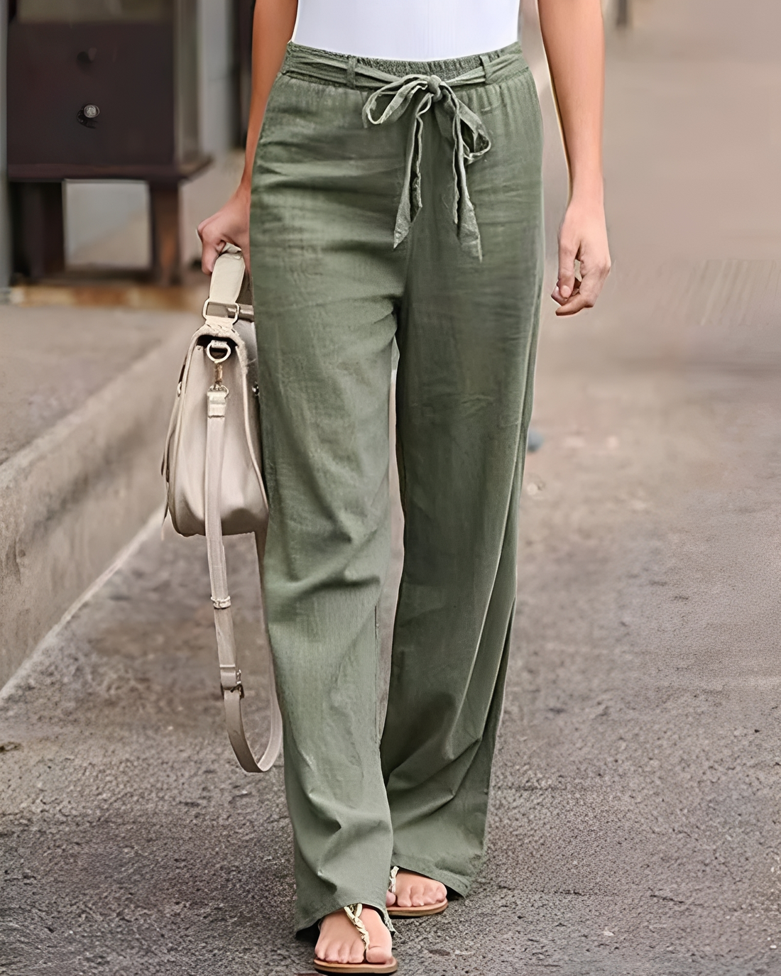Saniyah - Adjustable Waist Pants with Tie