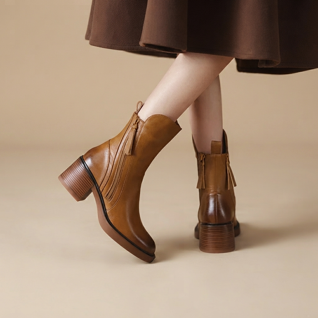 Jadonna - Chic Heeled Zip-Up Boots