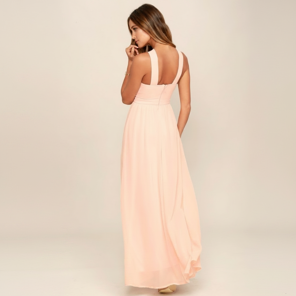Suzanne - Elegant Cross-Neck Maxi Dress