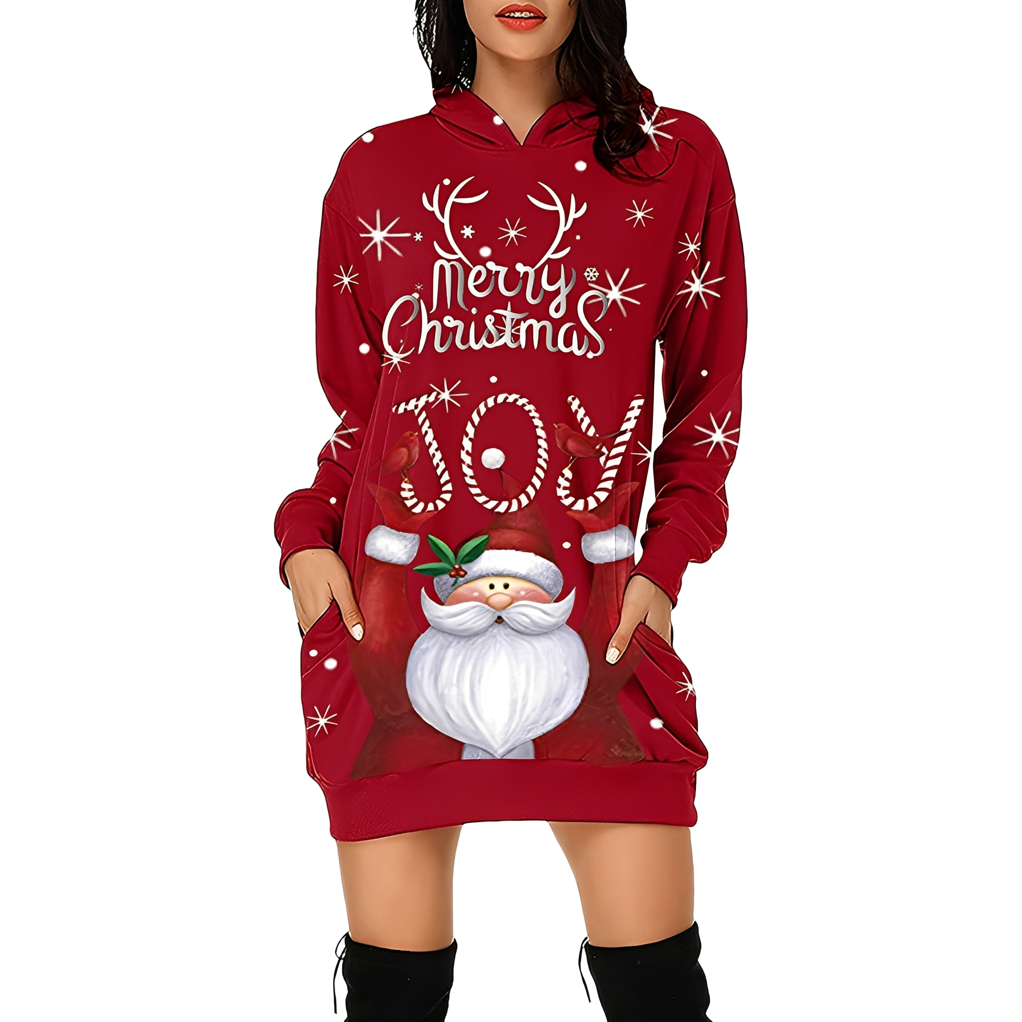 Georgia - Stylish Christmas dress with hood for women