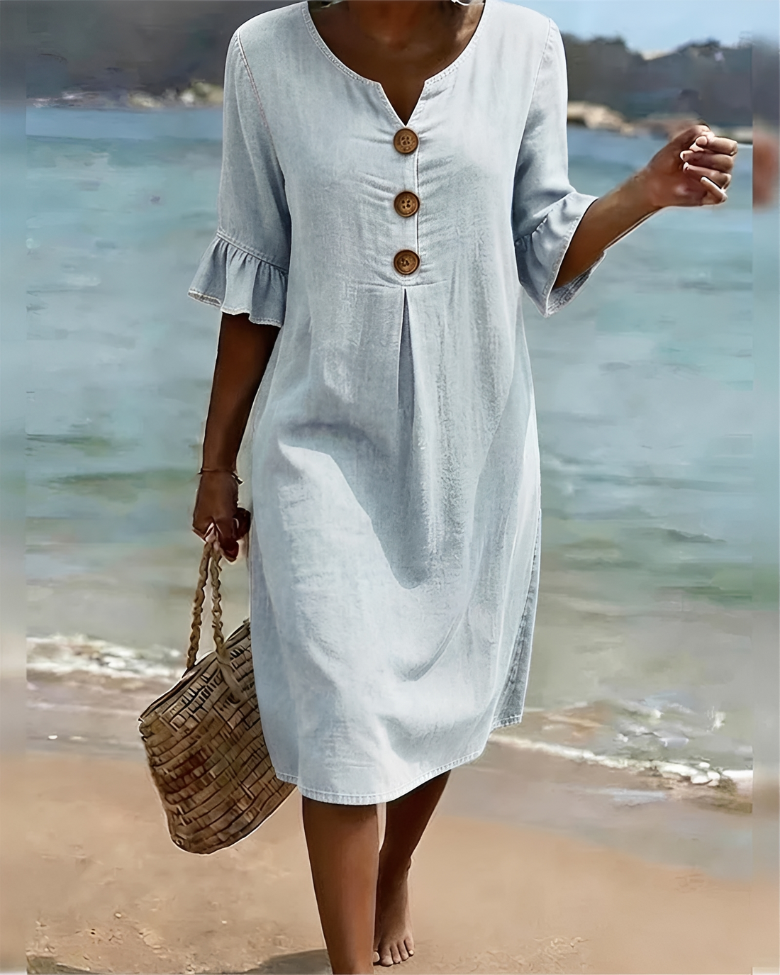 Zahara - Chic Button Midi Dress