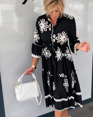 Lelia - Sophisticated Half Button Midi Dress