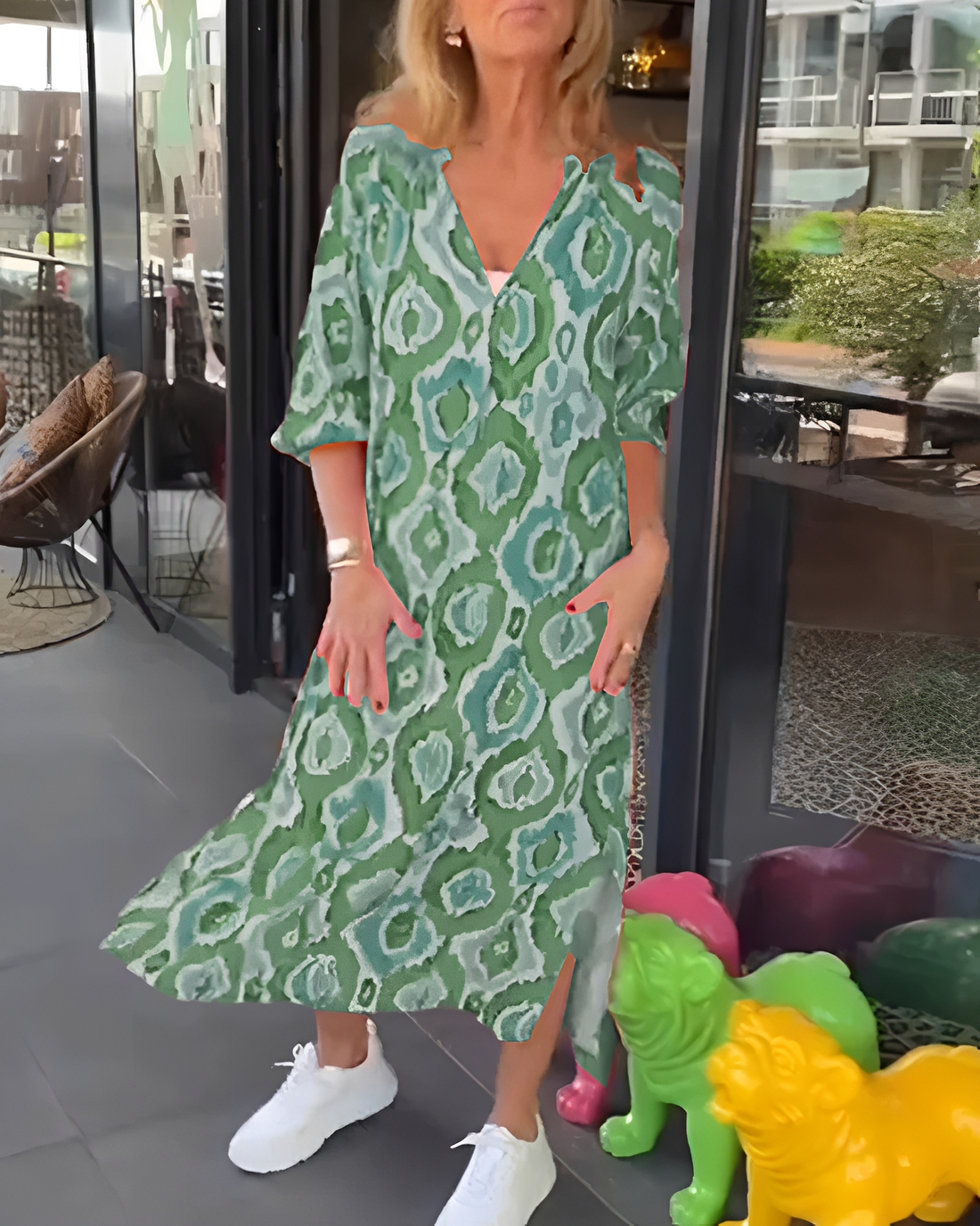 Rachael - Stylish V-Neck Midi Dress