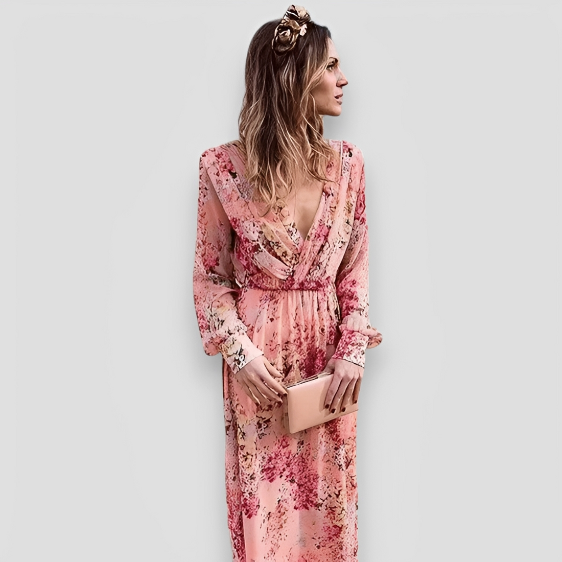 Elanisse - Stylish V-Neck Long Dress