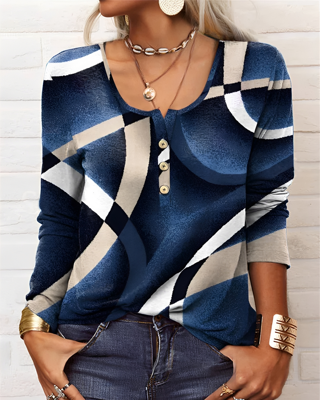 Alejandra - Stylish Half Button Top