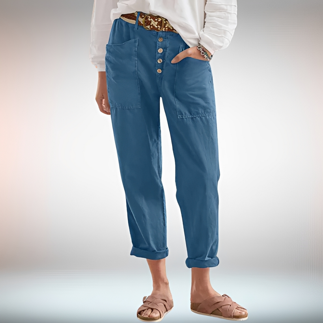 Rhonwen - Fashionable Button Loose Trousers