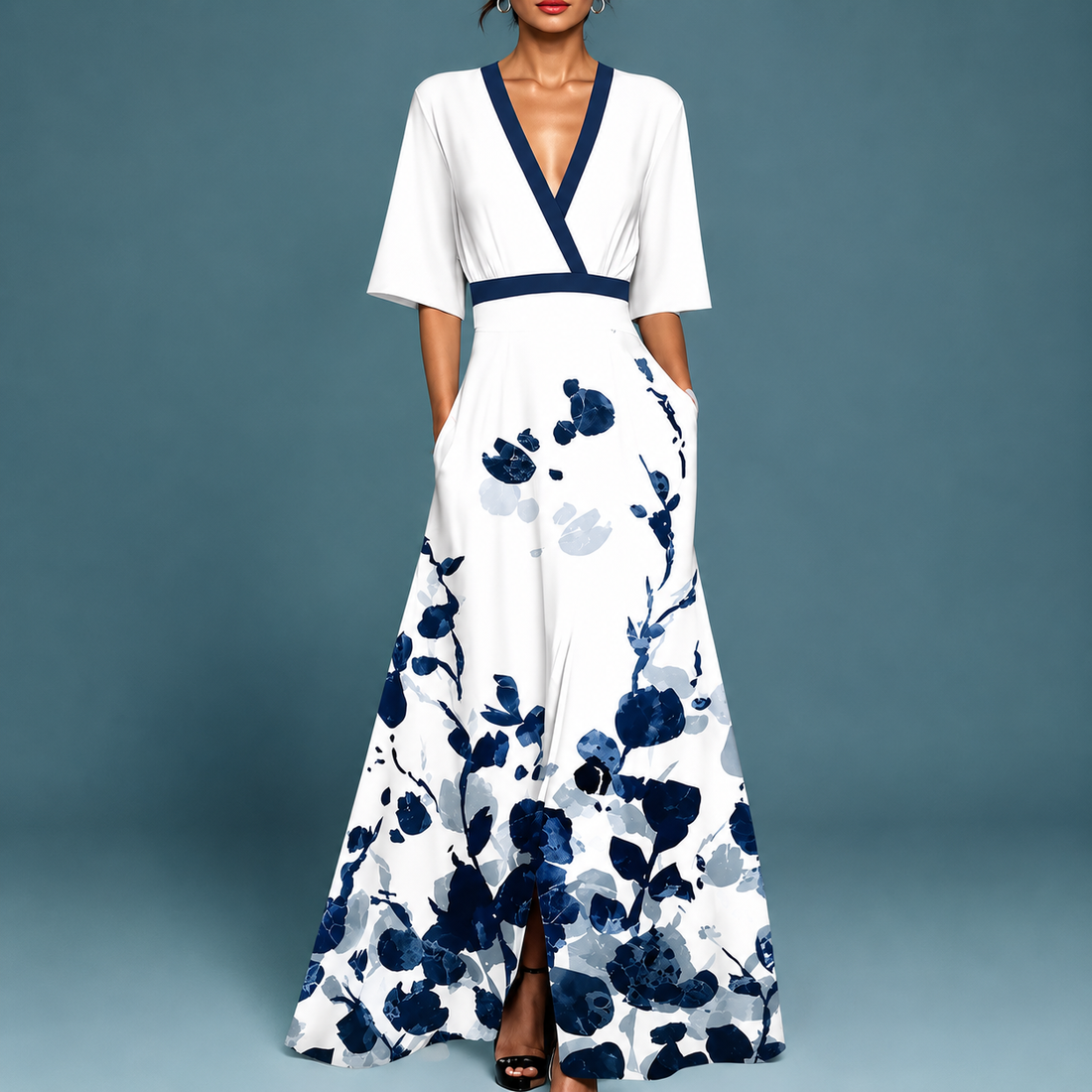 Laure - Elegant Flowing V-Neck Dress