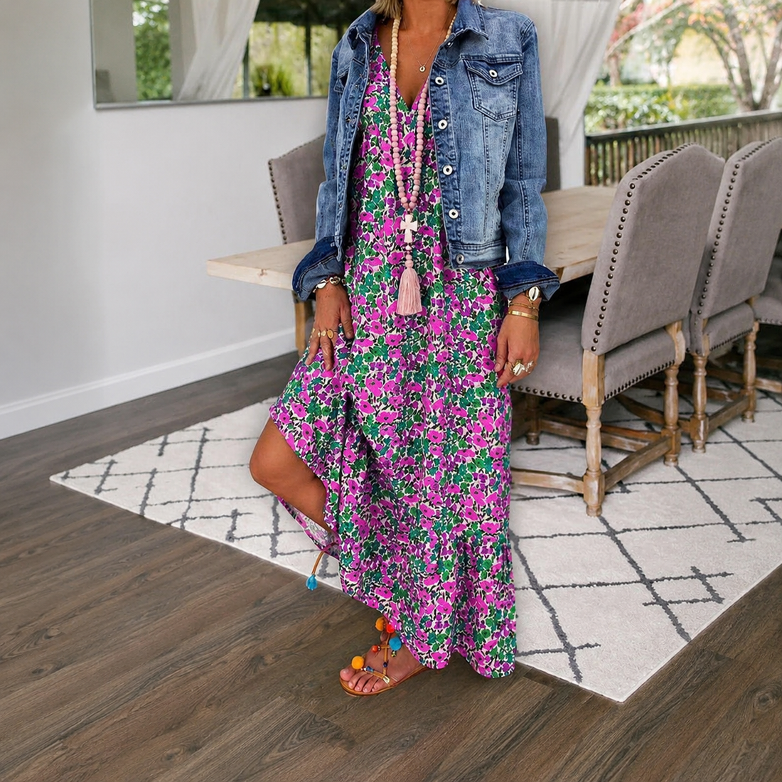 Shalisha - Chic Bohemian V-Neck Dress