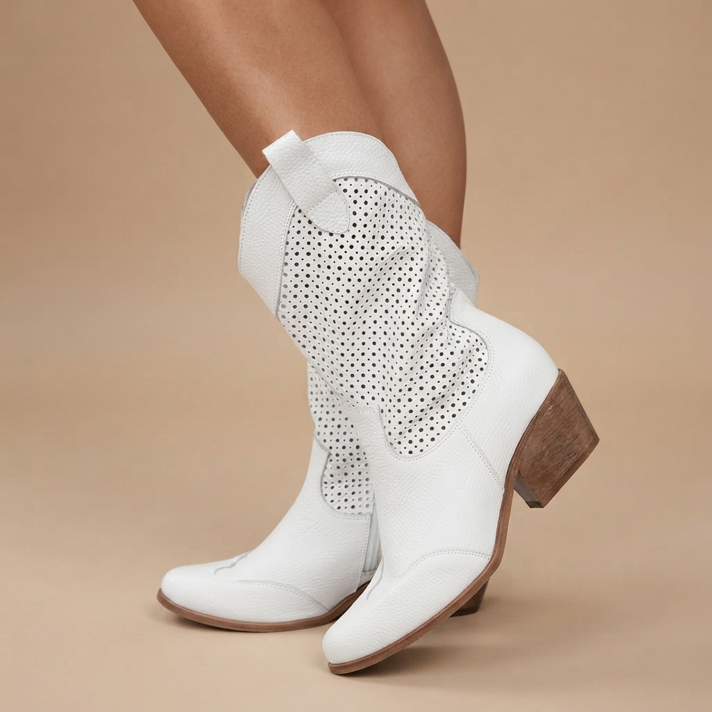 Jamie - Embroidered Seams Heeled Boots