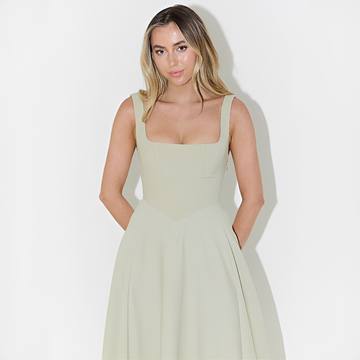 Fioren - Fashionable Square Neck Midi Dress