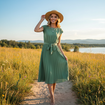 Jelica - Chic Pleated Midi Dress