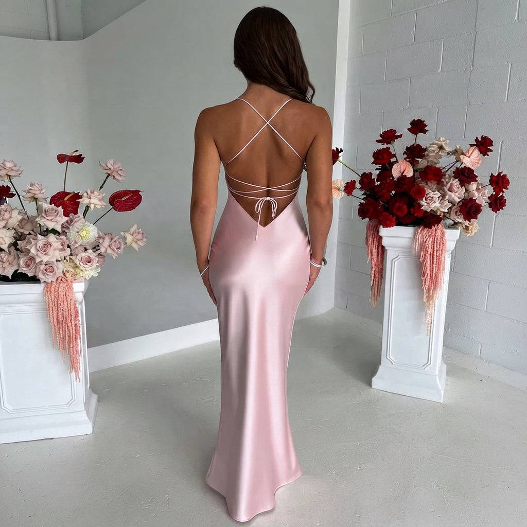 Melika - Shiny Slim-Fit Long Dress