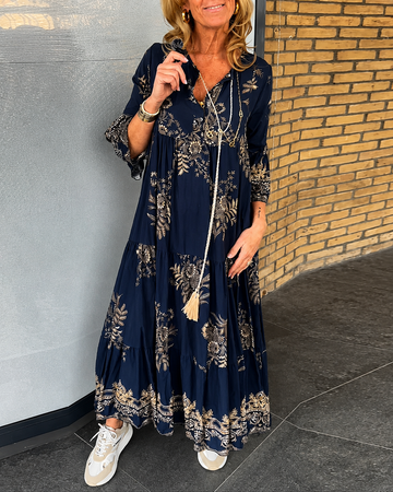 Bélise - Retro Loose V-Neck Dress