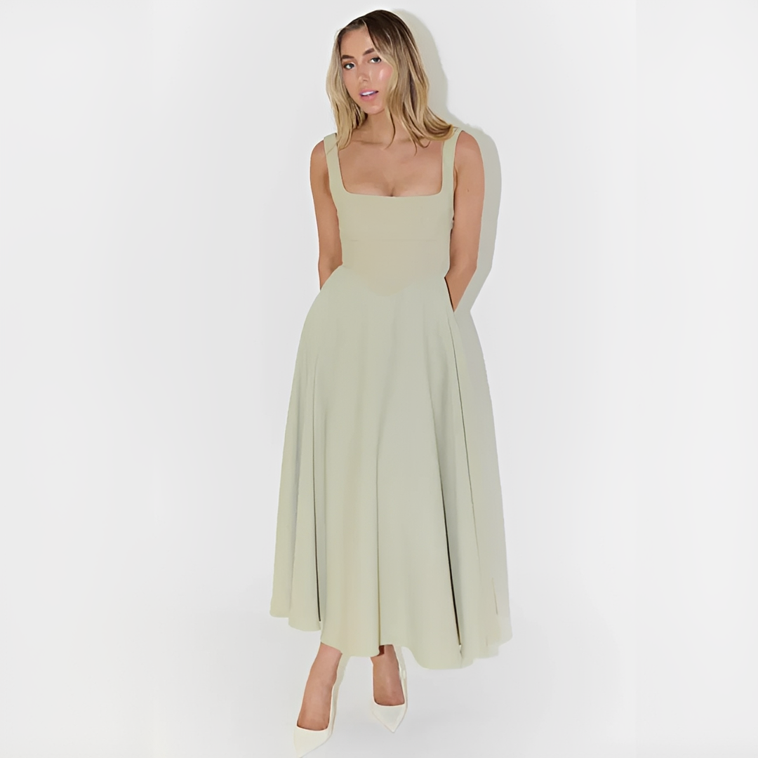 Yarabelle - Graceful Shoulder Strap Mid-Length Dress