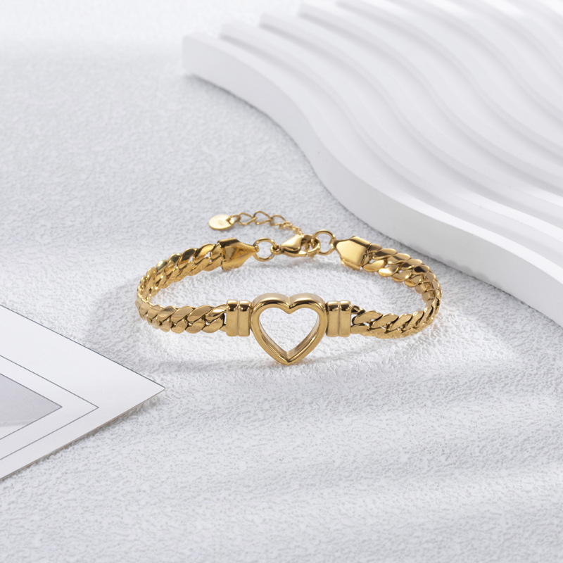 Hollow Heart Gold Bracelet - Open Heart Bracelet
