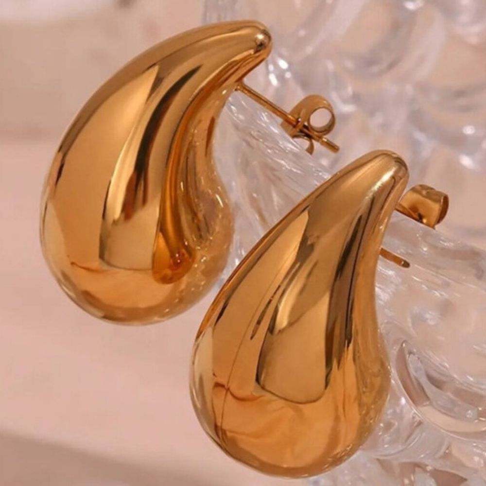 Chunky Waterdrop Earrings - Large Gold Earrings