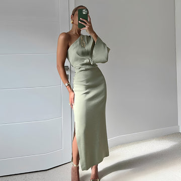 Everett - Asymmetrical Shoulder Maxi Dress