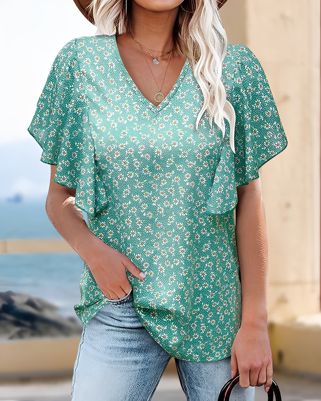 Eleri - Sophisticated V-Neck Blouse