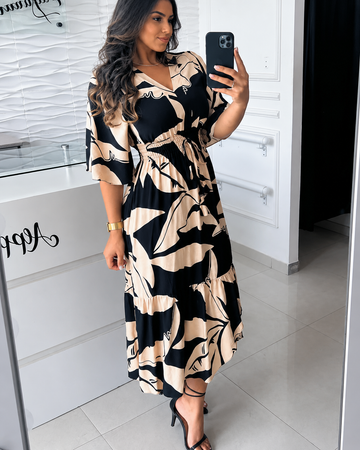 Agathe - Trendy V-Neck Midi Dress