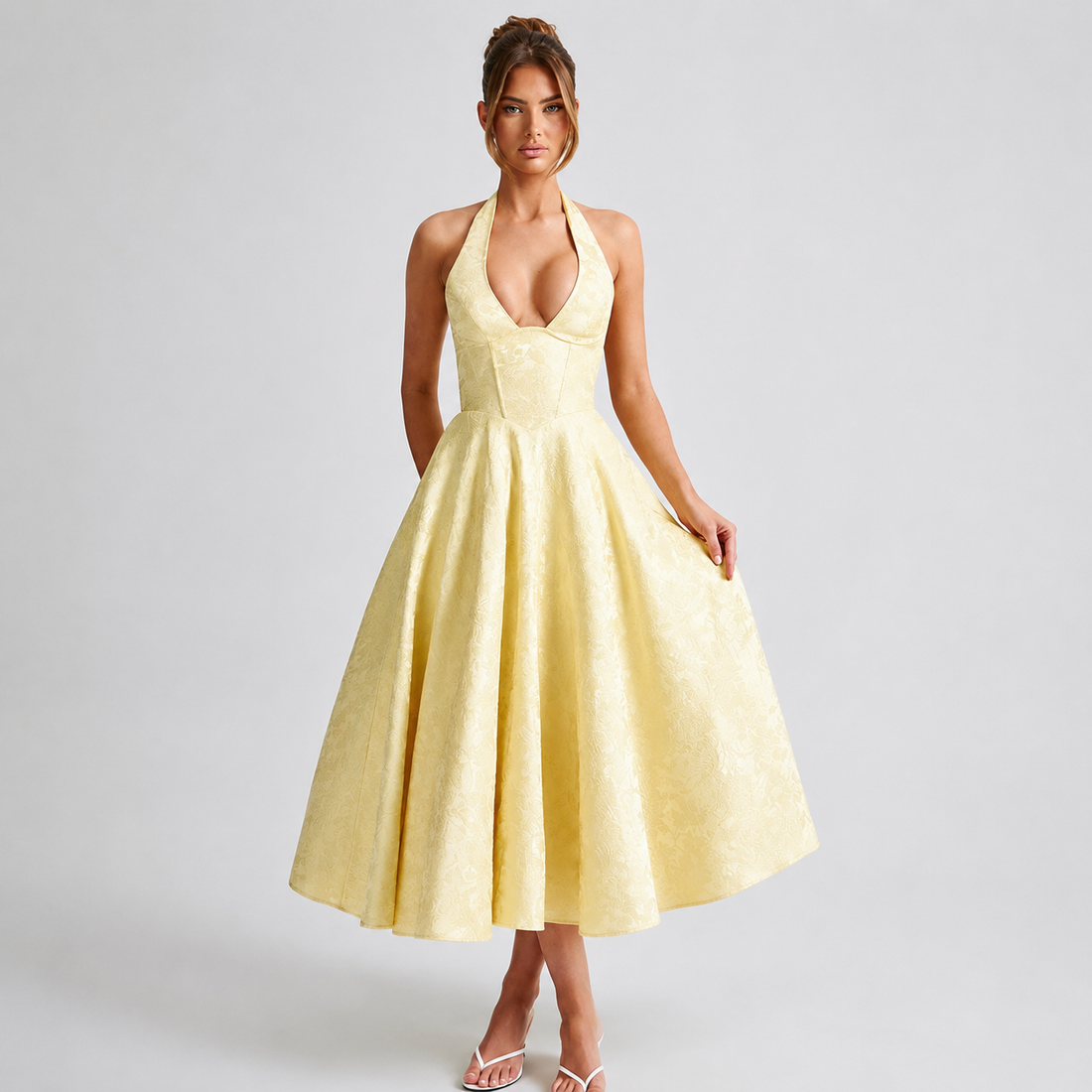 Dahlia - Stylish V-neck Halter Sleeveless Dress