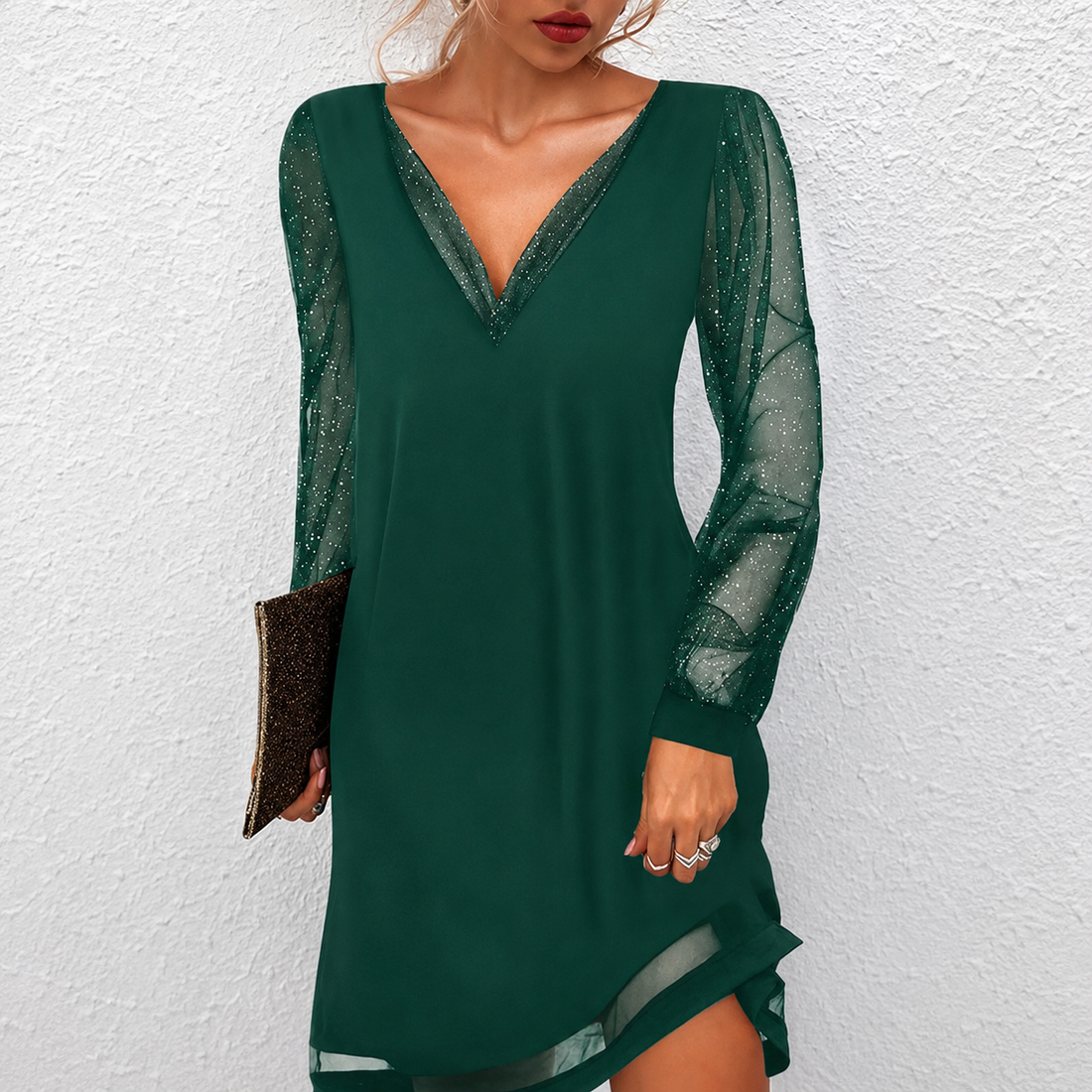 Mierra - Chic V-Neck Mini Dress