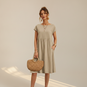 Nubia - Refined Round Neck Midi Dress