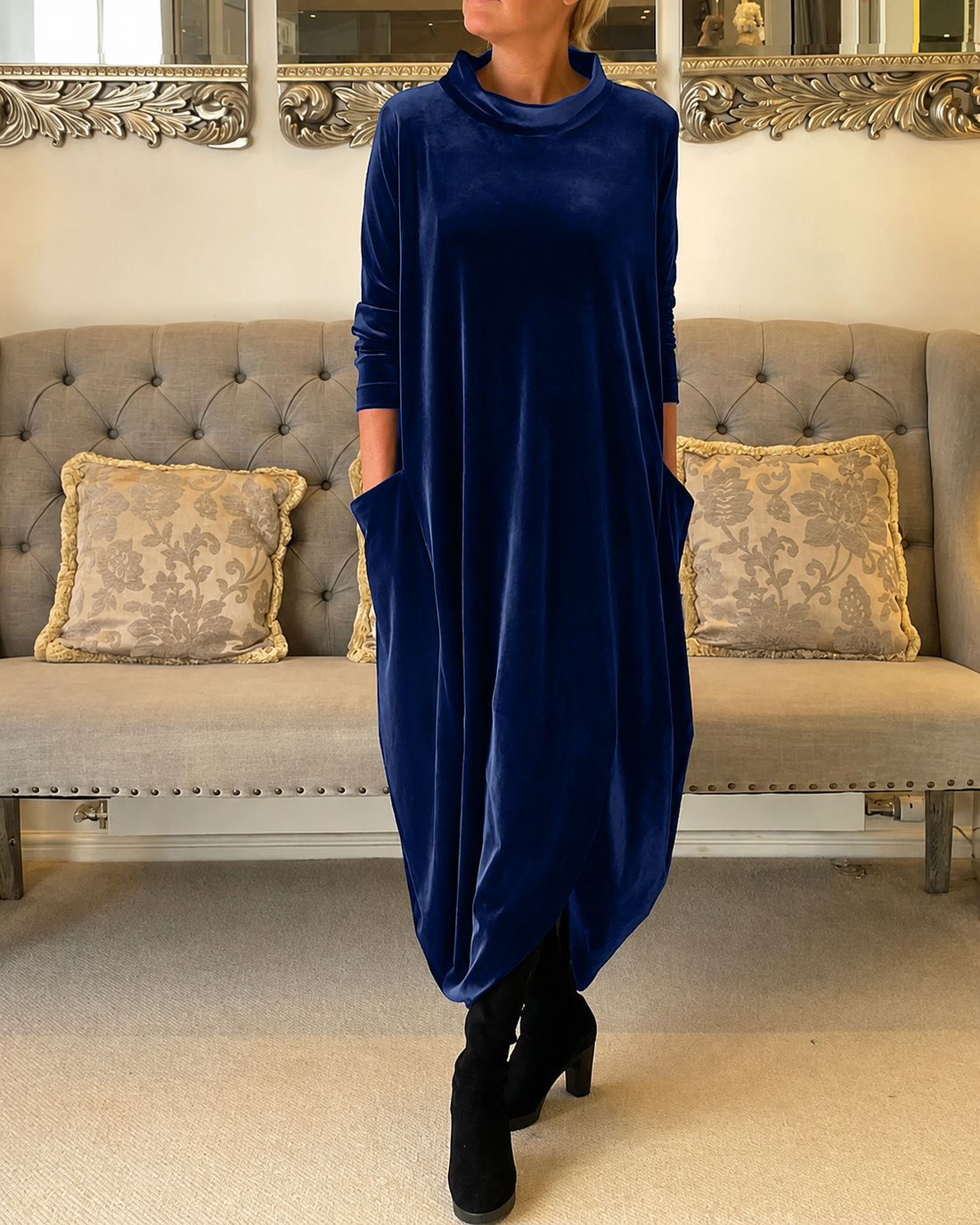 Zalinia - Sophisticated Round Neck Dress