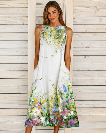 Denique - Retro Flowing Midi Dress