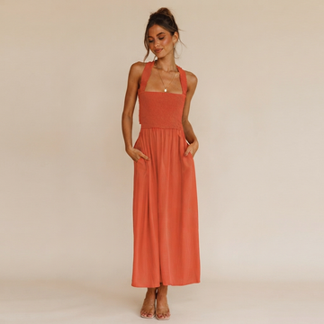 Lena - Classy Square Neck Midi Dress