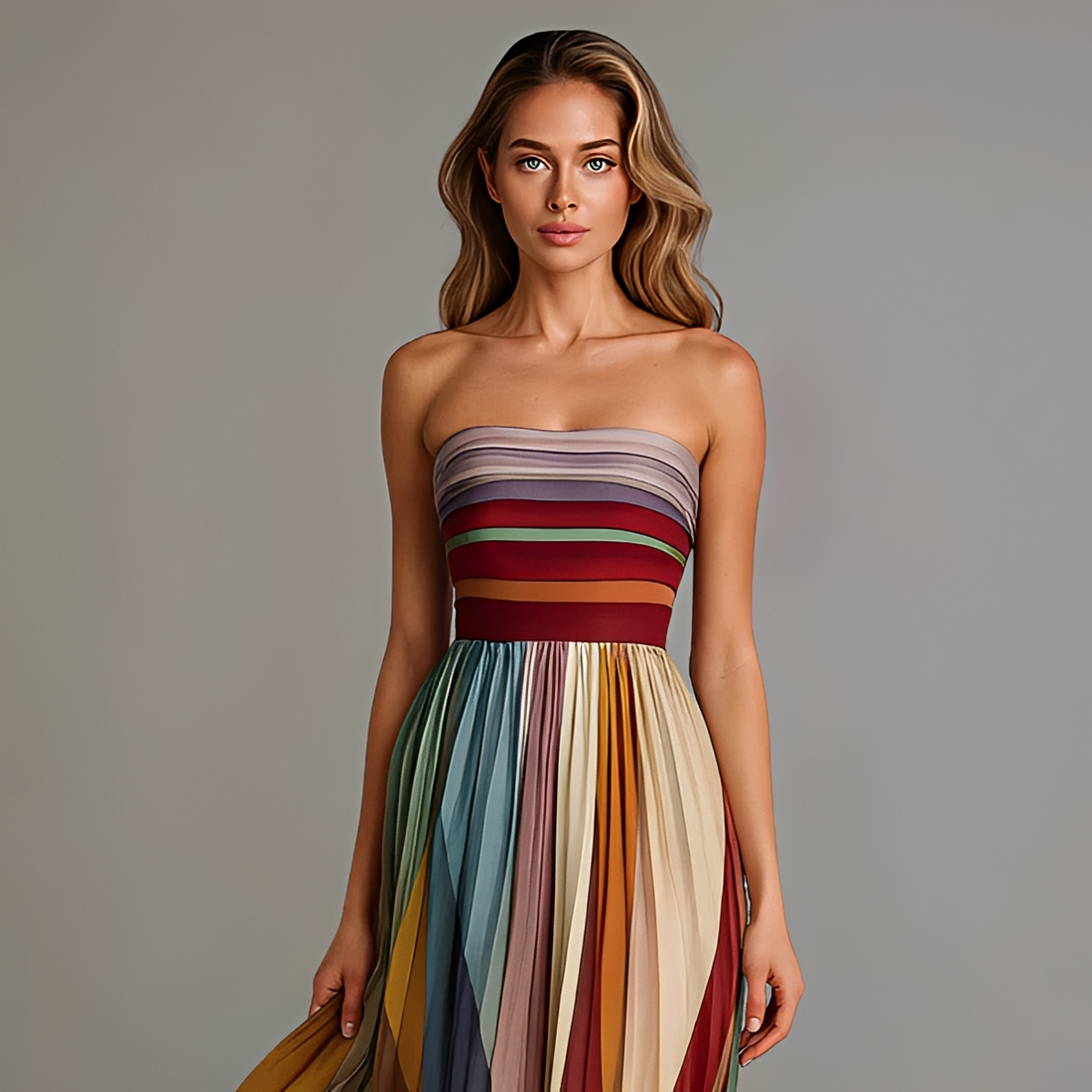 Gracelyn - Fashionable Strapless Maxi Dress