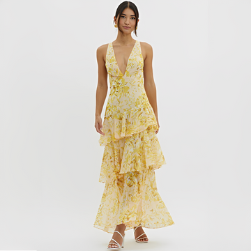 Faye - Stylish Flowing Backless V-Neck Dress