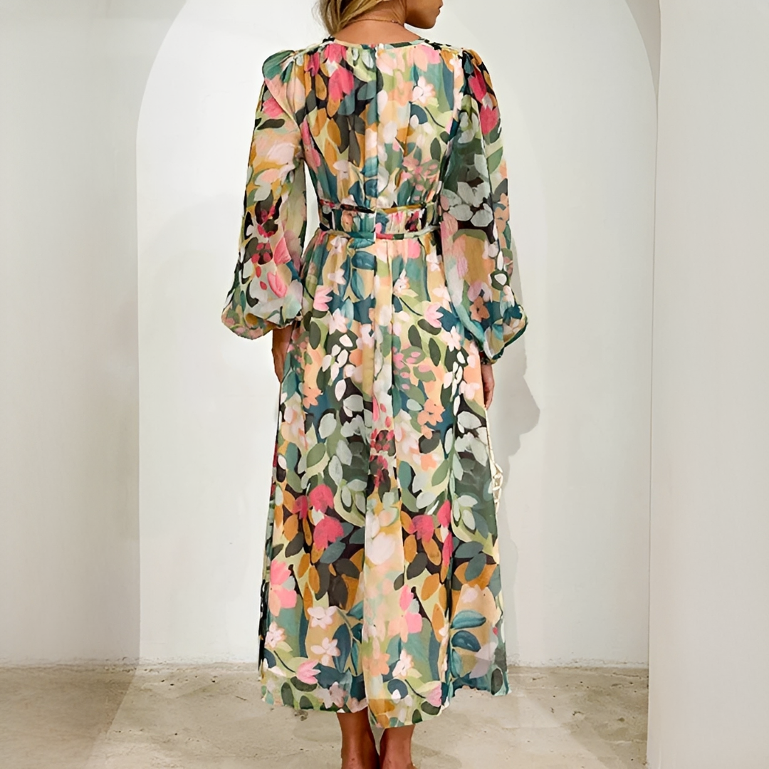 Kiara - Sophisticated Flowing Long Sleeve Dress