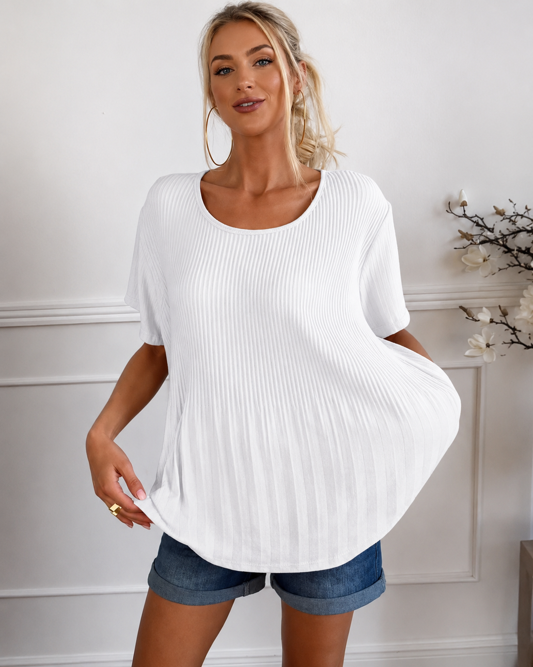 Rainelda - Fashionable Pleated Blouse