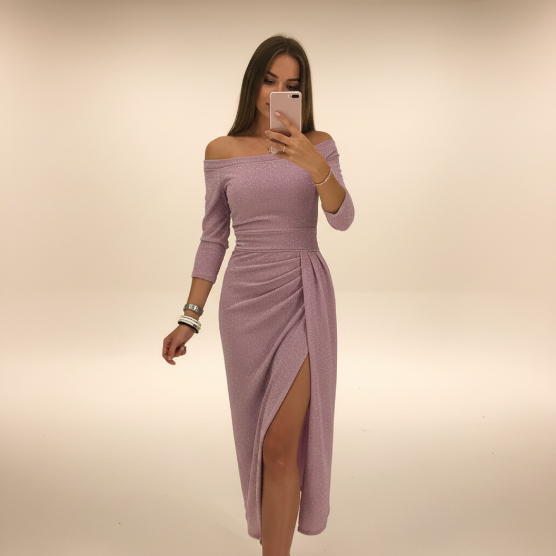 Christy - Stylish Off-Shoulder Midi Dress