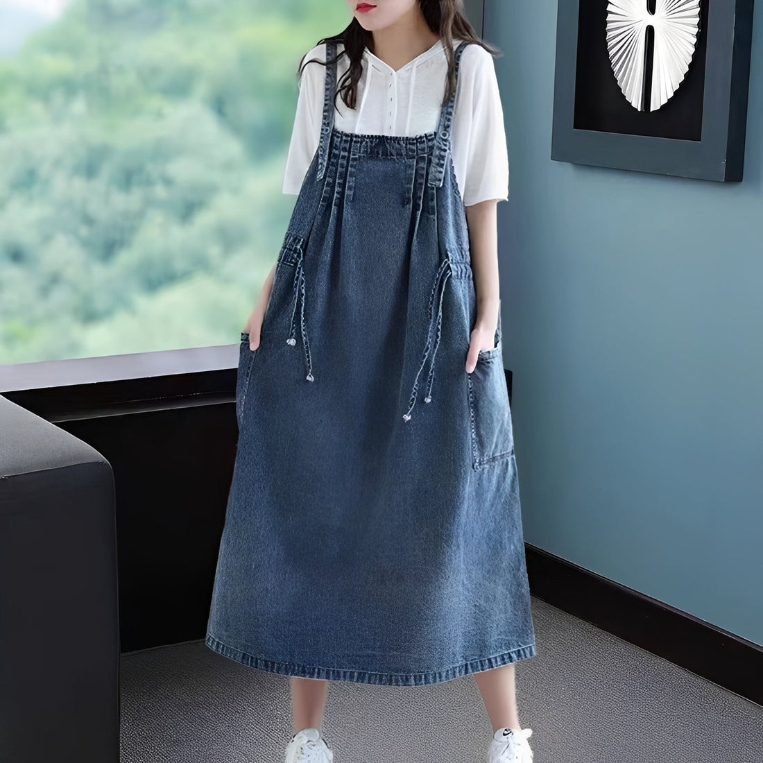 Antonia - Stylish oversized denim dress with pockets for women
