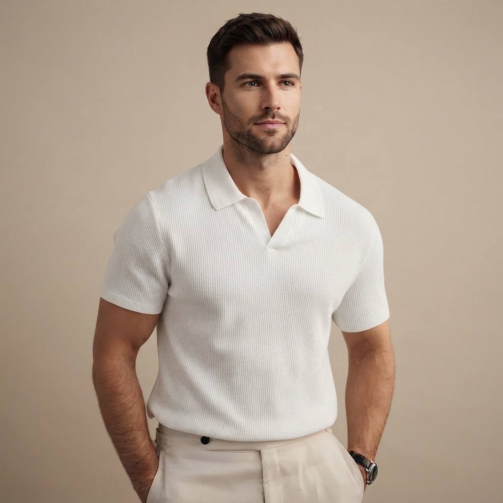 Kenzie - Loose Waffle Polo Shirt