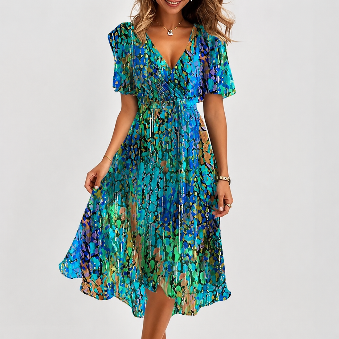 Luella - Flowing V-Neck Midi Dress