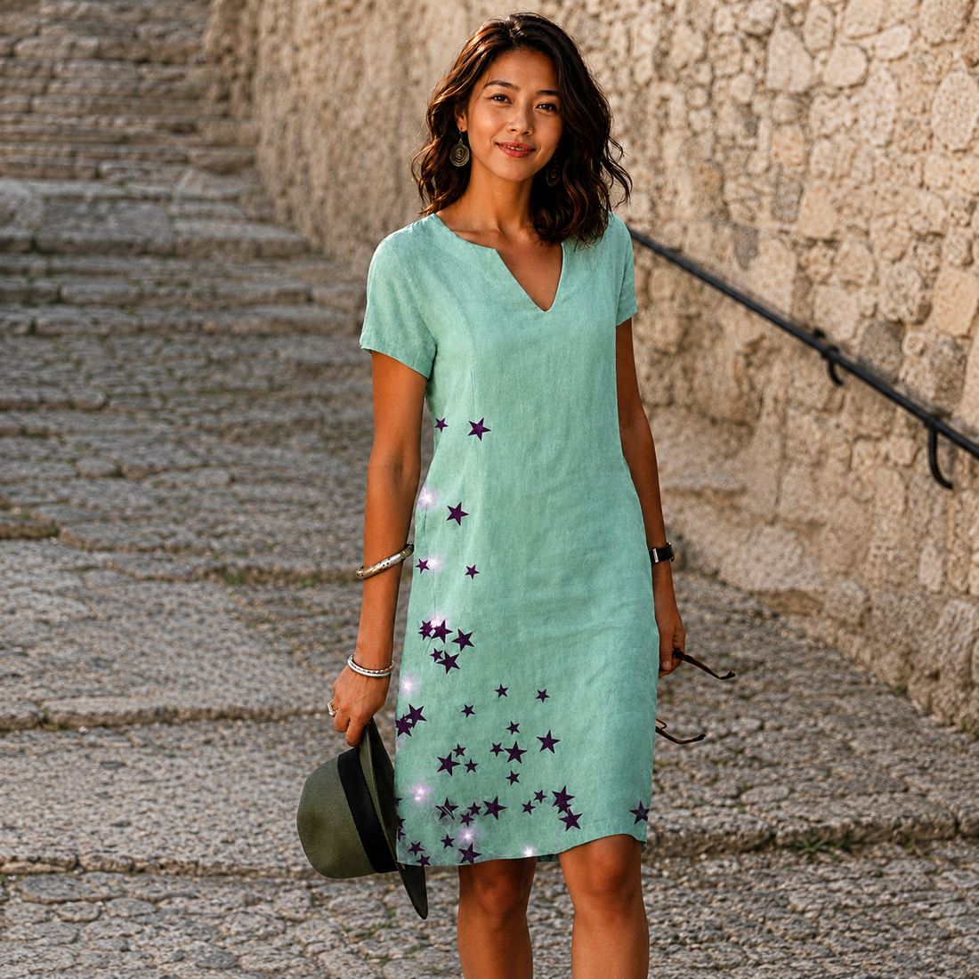 Josette - Relaxed V-Neck Midi Dress