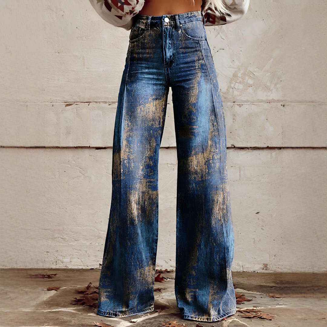 Shelley - Casual Wide Leg Patterned Jeans