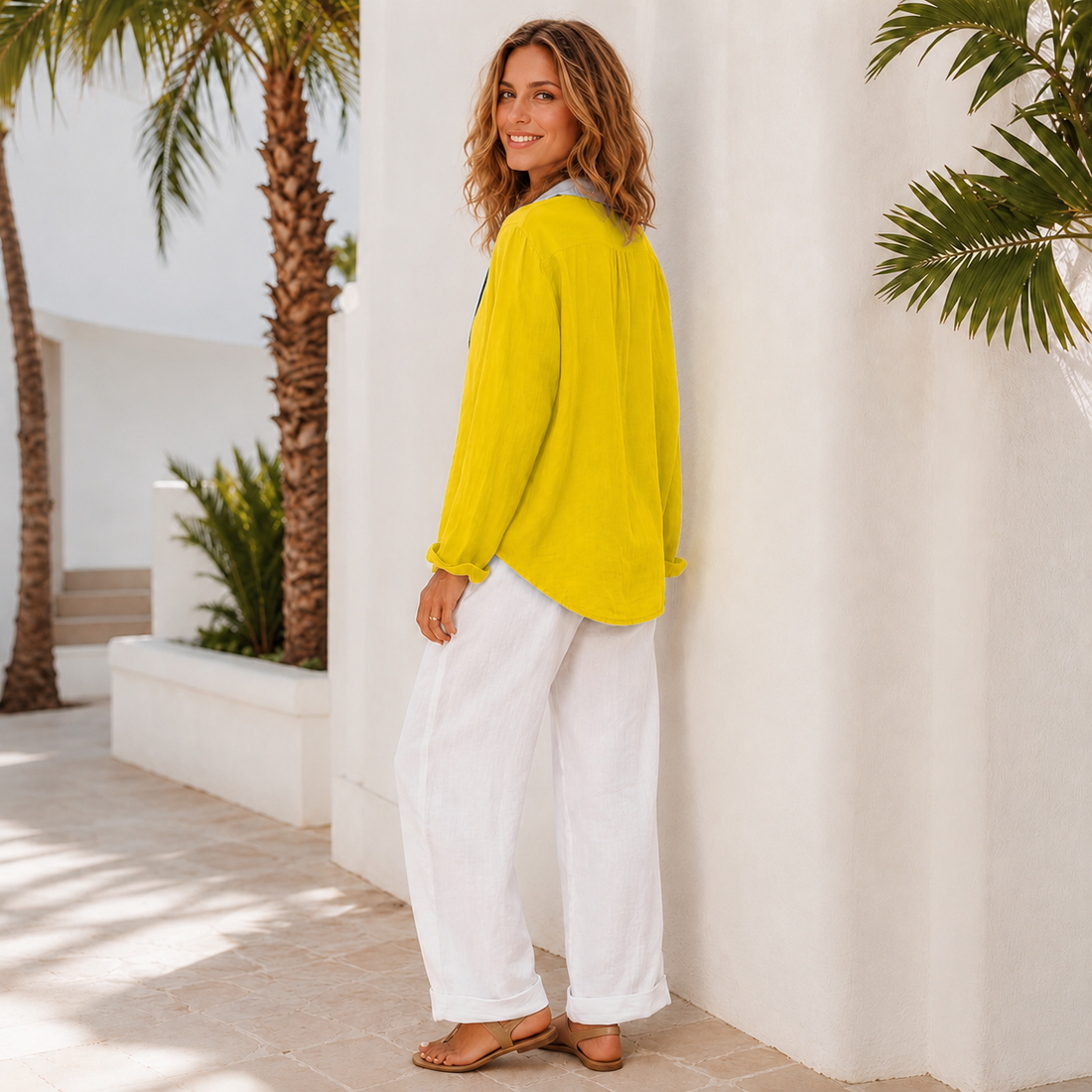 Razieh - Casual Button-Front Blouse