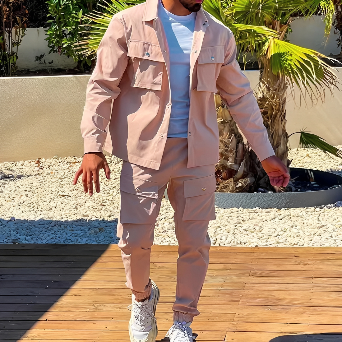 Arjay - Trendy two-piece cargo set for men