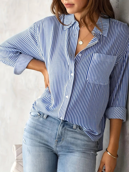 Nancy - Casual, long-sleeve, striped shirt for women