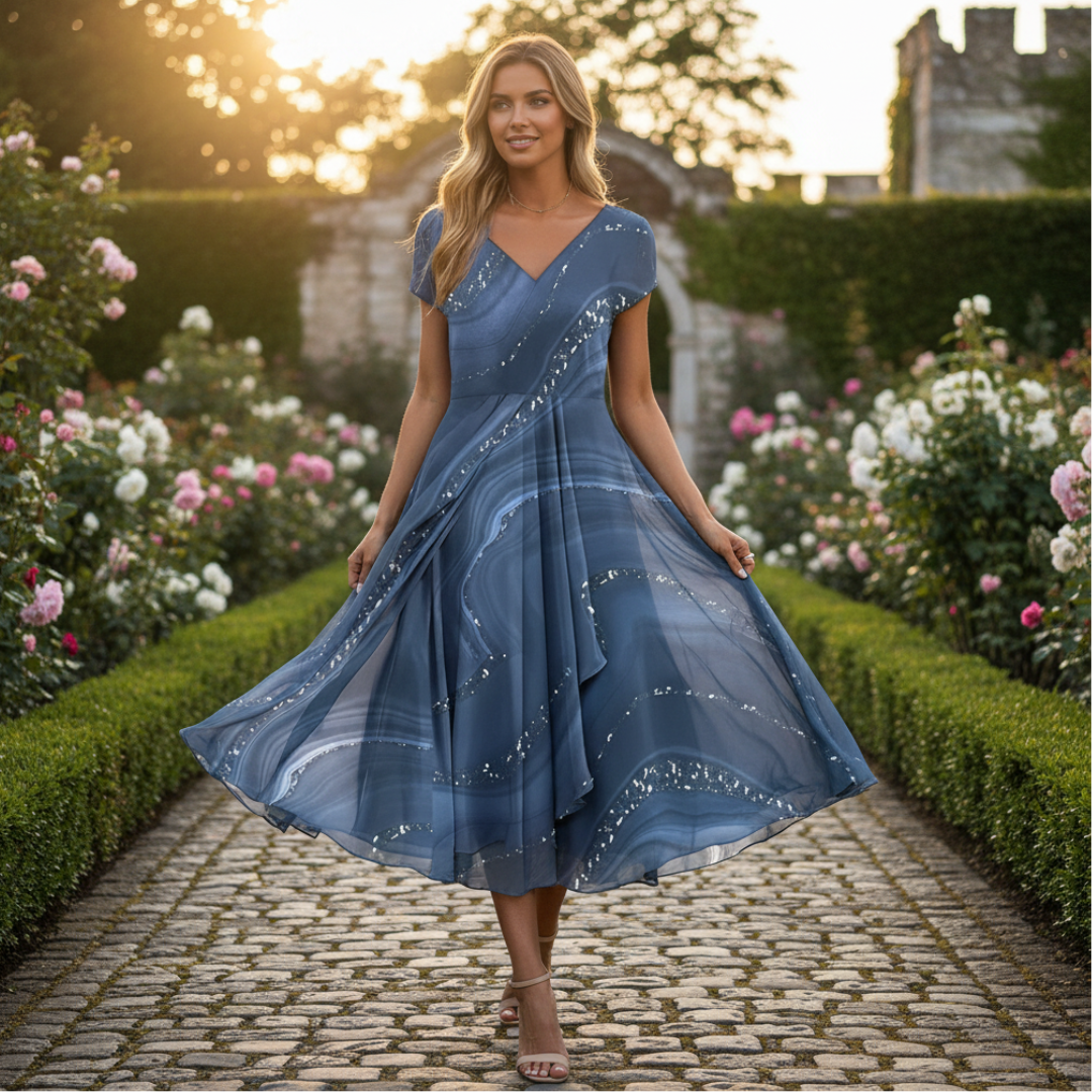 Eliana - Sophisticated V-Neck Dress