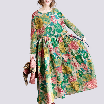 Terry - Stylish long maxi dress with floral pattern for women